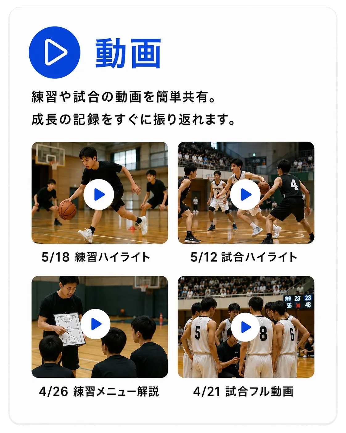 動画:プレー動画を共有してフィードバック